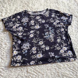 ❤ Uniqlo Floral Dolman Sleeve Top M Studio Sanderson Navy